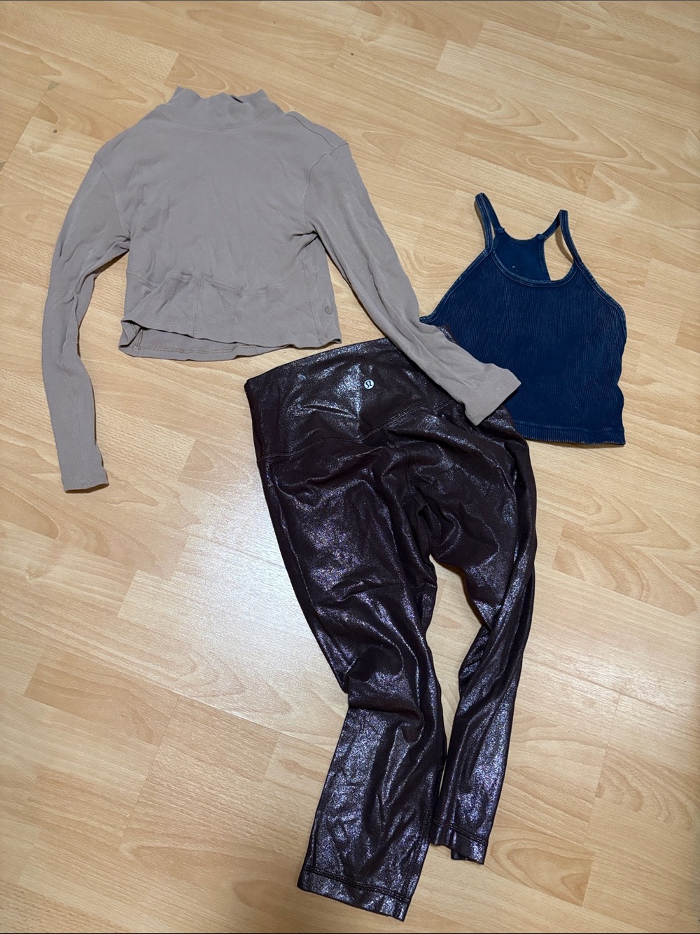 2 lululemon athletica pieces and a free people Navy Ribbed Racerback Tank